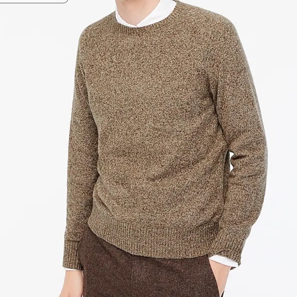 NWT J Crew Supersoft Lambswool Blend Crewneck Sweater XL Marled Mole Brown - Picture 1 of 10